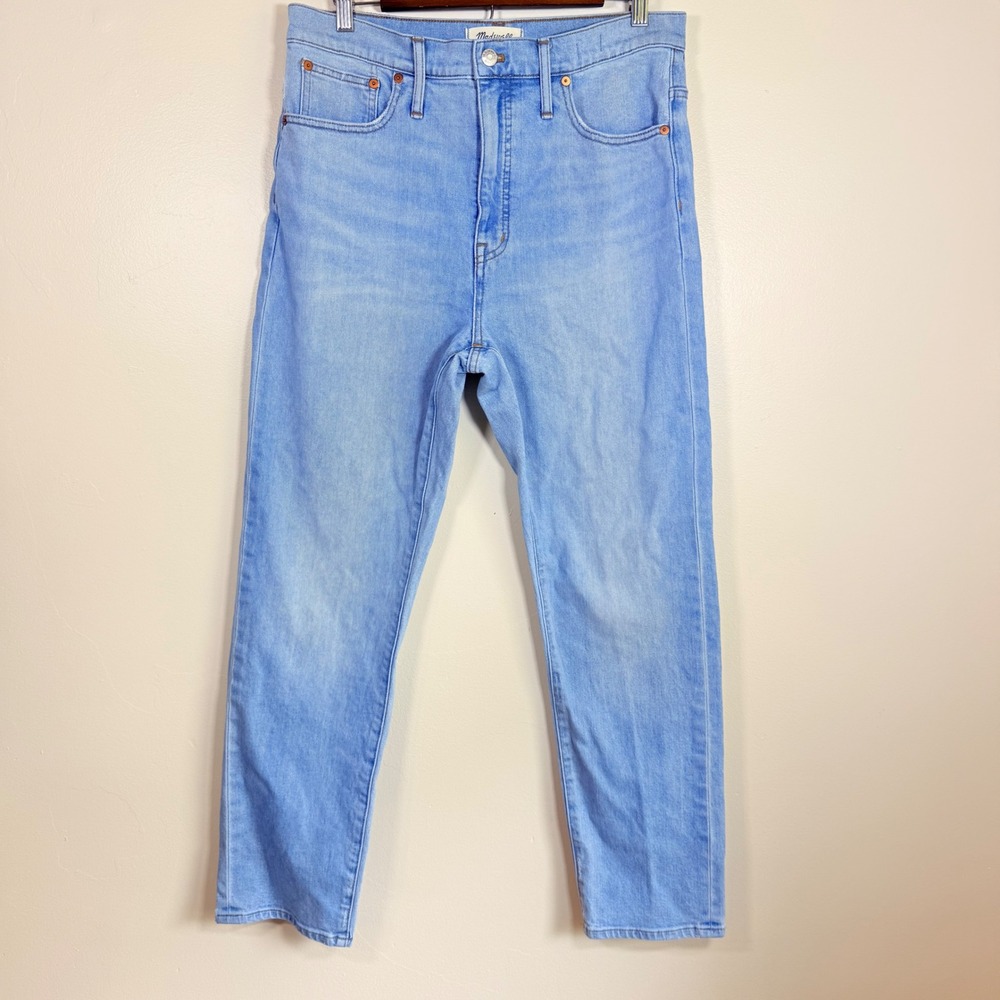 Madewell Classic Straight High Rise Light Wash Denim Jeans Size 31 Blue